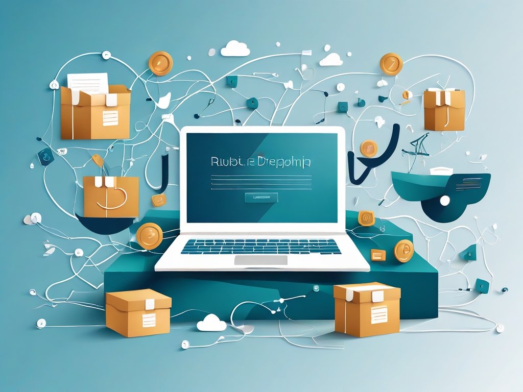 Abstract netwerk van servers, verzending en financiële documenten in diep teal voor dropshipper boekhouding.